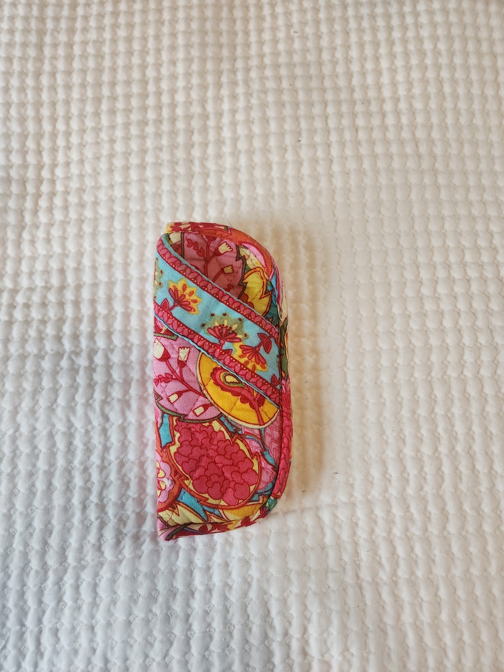 Colorful Floral Quilted Eyeglass Case in Pink and Turquoise